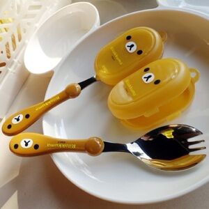 Rilakkuma Cute Spork Spoon Fork Stainless Steel w Cover